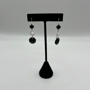 3 Tier Swarovski Octagon Earrings with Sterling Silver Embellishments